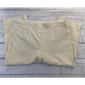 Chicos 0.5 Wide Waistband Pull On Capri Pant Womens S Tan Vent Stretch Pockets